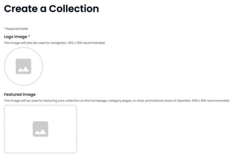 OpenSeaの「Create a Collection」の画像