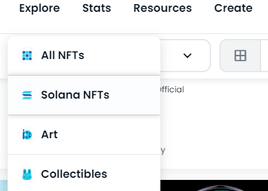 OpenSeaのトップページの「Explore」の「All NFTs」の画像